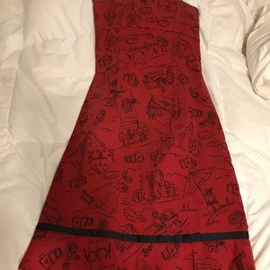 Red dress with France/Paris drawings